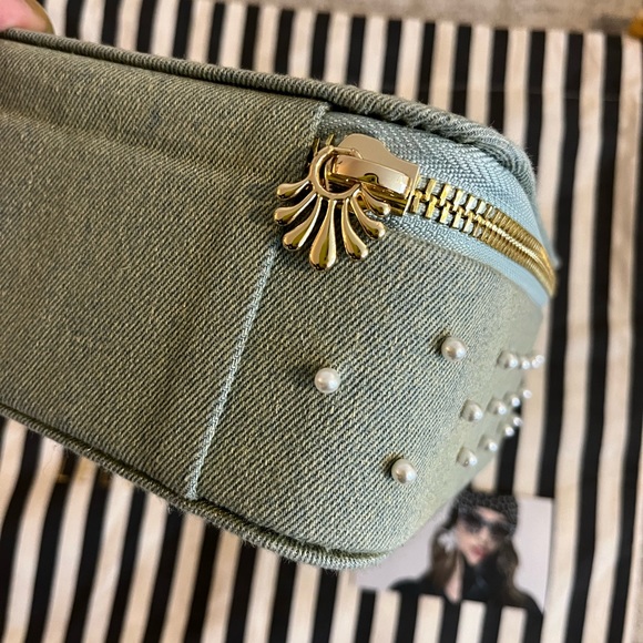 Lele Sadoughi Acid Wash Denim & Pearls Zip Sunglass Travel Case/ Storage NWOT - Picture 3 of 4
